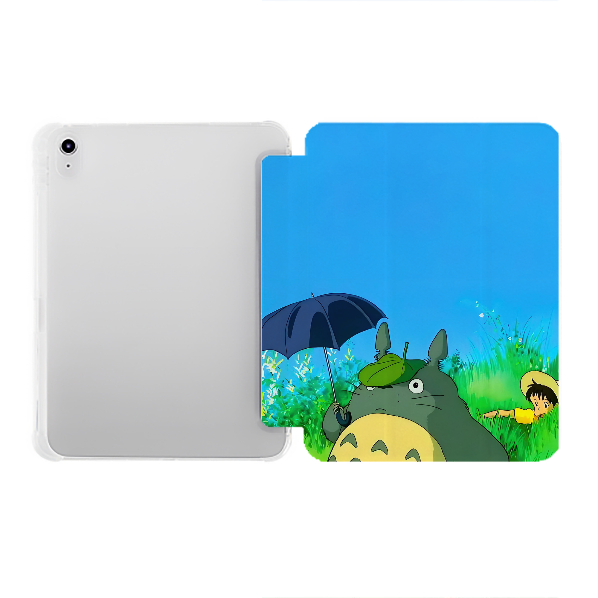 （画像用） となりのトトロ 草壁メイ 草壁サツキ My Neighbor Totoro Satsuki Kusakabe Mei Kusakabe IPad ケース ペン収納付き 三つ折りスタンド PUレザー×シリコン 対応機種9.5/10.5/10.9インチ